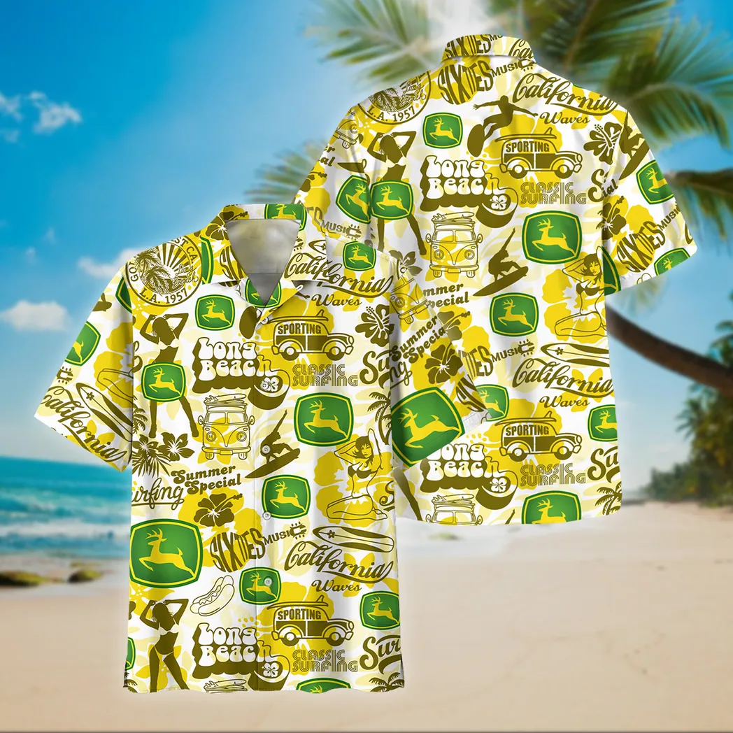 John Deere Hawaiian Shirt Style Vintage Oversized, Unisex Hawaiian Shirt Summer CAR04042025678