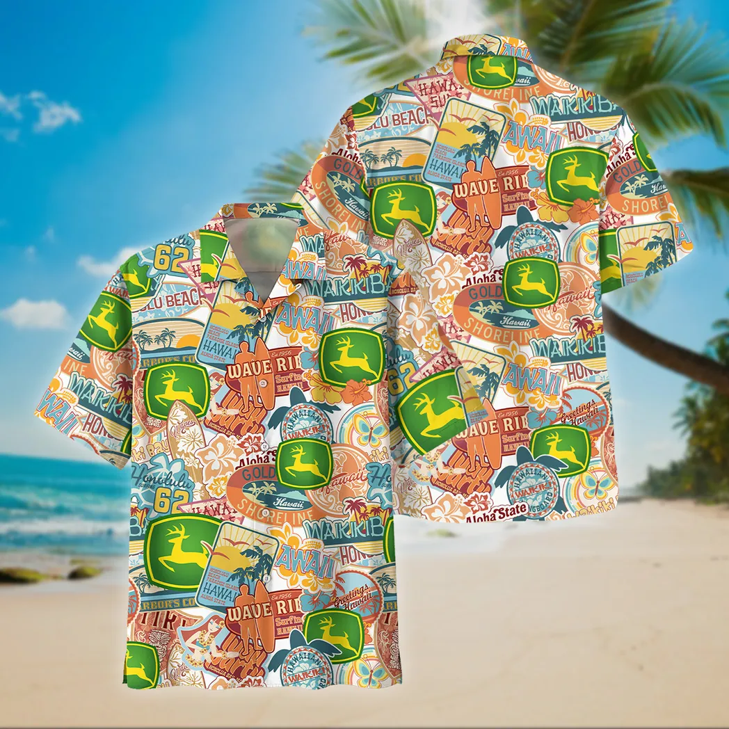 John Deere Hawaiian Shirt Style Vintage Oversized, Unisex Hawaiian Shirt Summer CAR04042025682