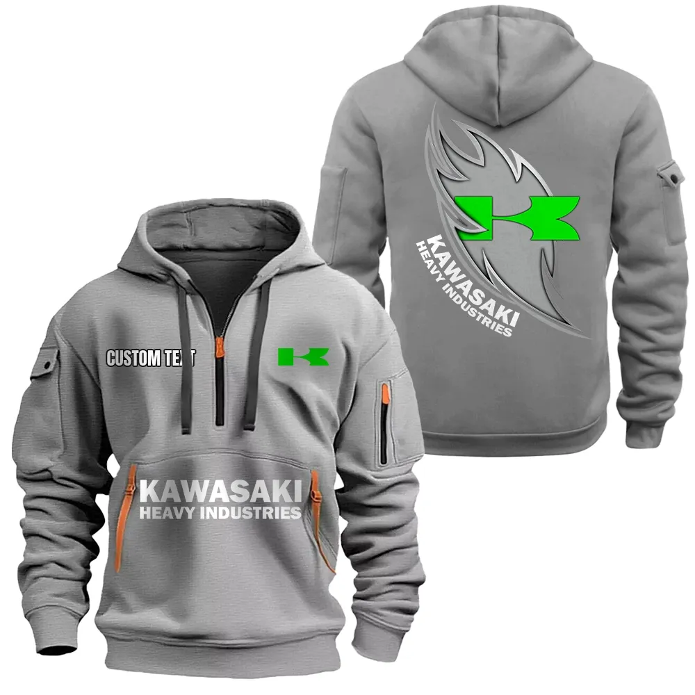 kawasaki heavy industries hoodie half zipper car1701112108 car all over print hoodie half zipper gray khts2