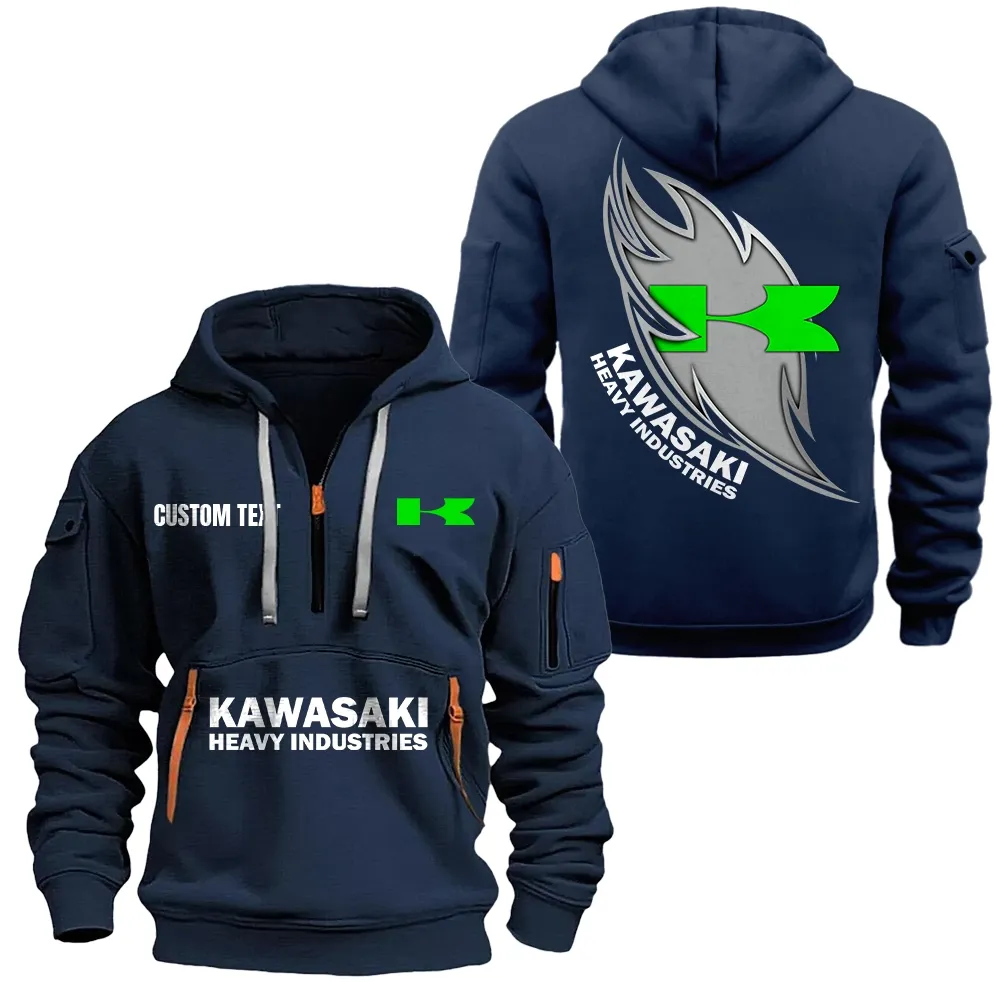 Kawasaki Heavy Industries Hoodie Half Zipper CAR1701112108, CAR All Over Print Hoodie Half Zipper - Navy