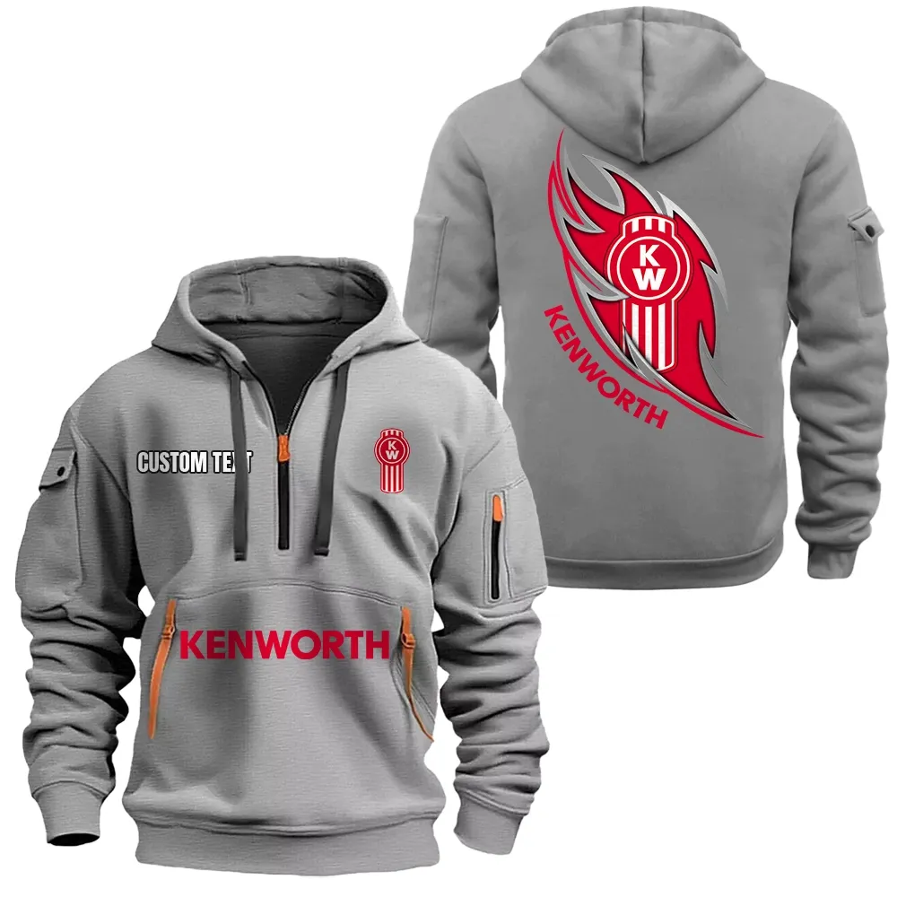 kenworth hoodie half zipper car1701112110 car all over print hoodie half zipper gray