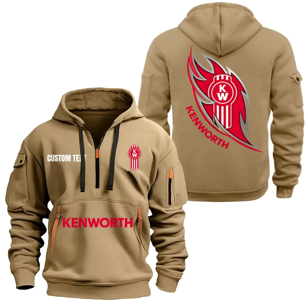 kenworth hoodie half zipper car1701112110 car all over print hoodie half zipper khaki u2ooq