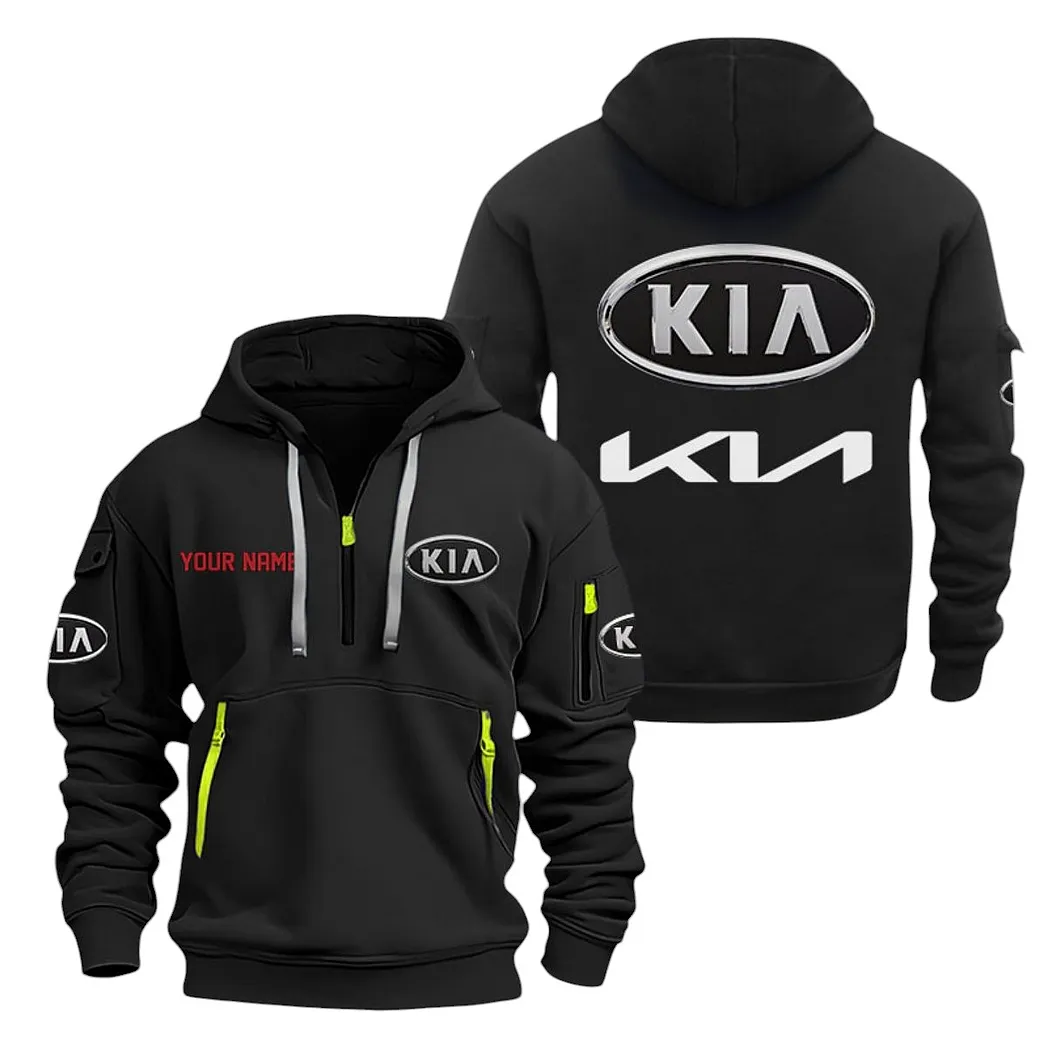 Kia Half Zip Hoodie For Men, Gift For Kia Lovers CAR20022125733 - Black