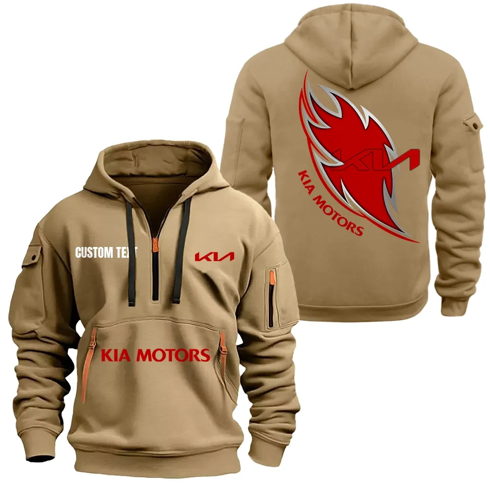 Kia Hoodie Half Zipper CAR1701112111, CAR All Over Print Hoodie Half Zipper - Khaki