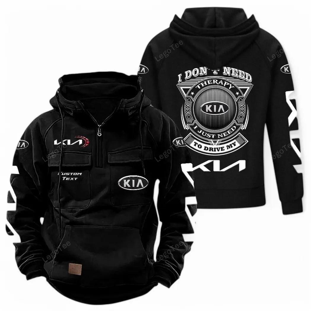 Kia Tactical Quarter Zip Hoodie CAR106021525062, Gifts For Men, Him, Husband, Boyfriend - Black