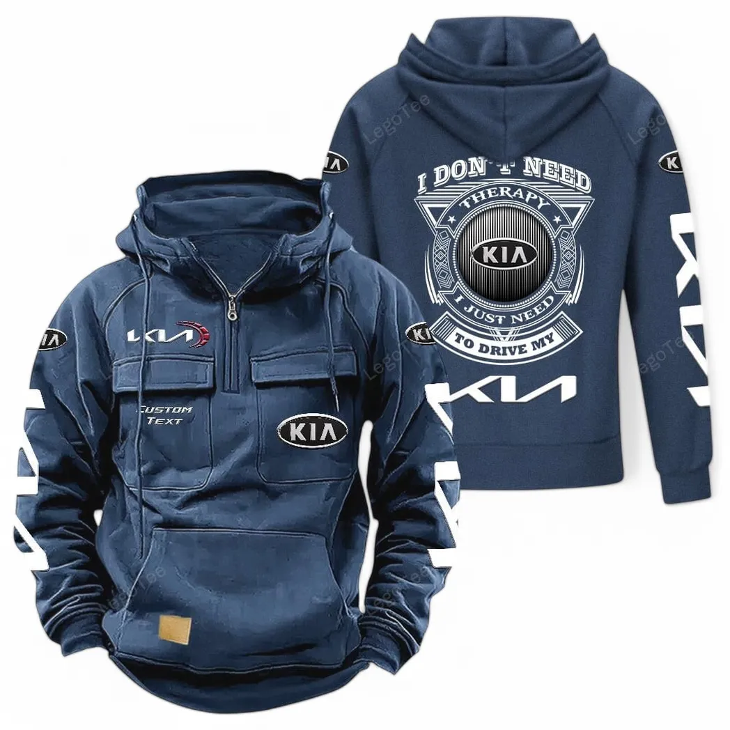 Kia Tactical Quarter Zip Hoodie CAR106021525062, Gifts For Men, Him, Husband, Boyfriend - Dark Blue