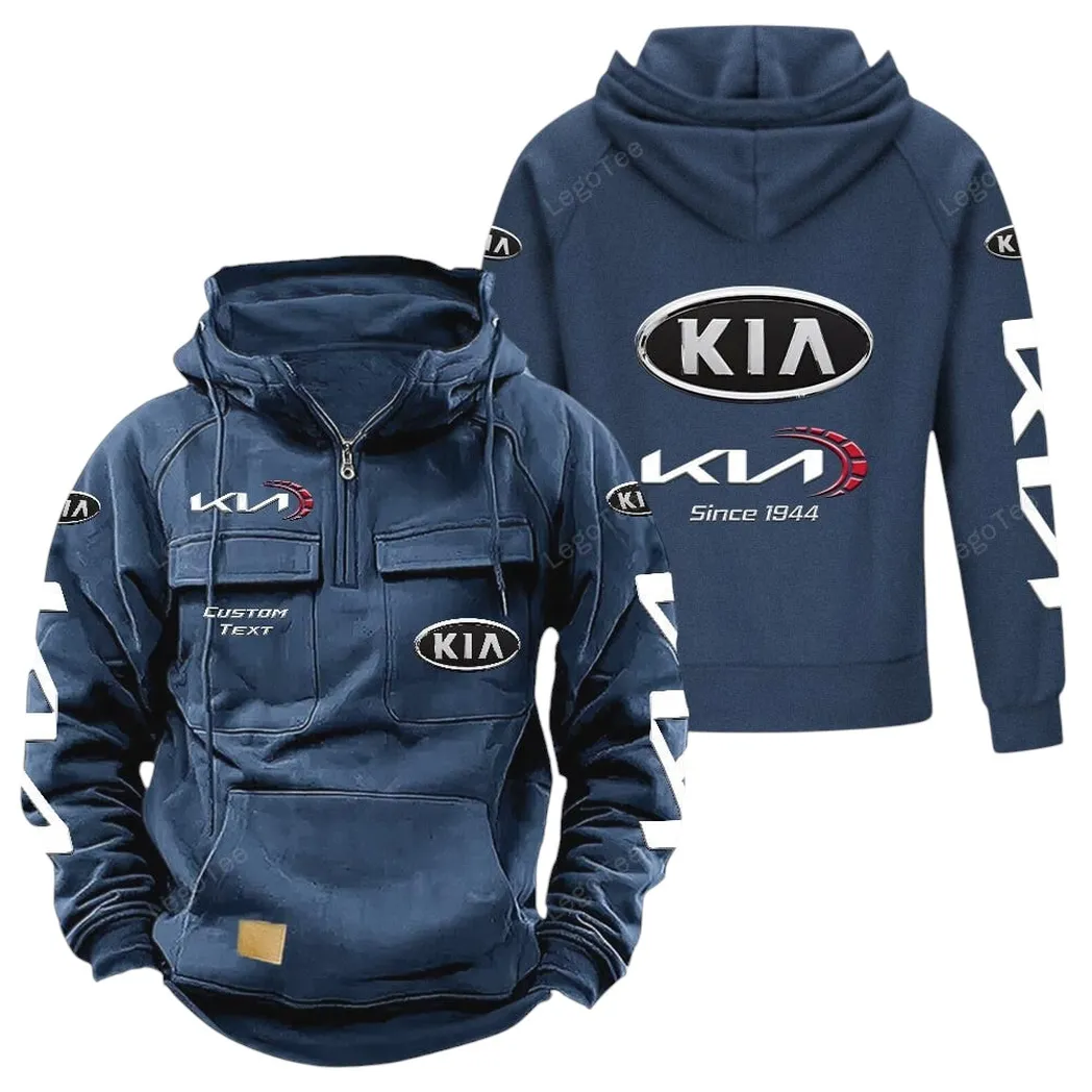 Kia Tactical Quarter Zip Hoodie, Gift For Kia Lovers, Gift For Him, Husband, Boyfriend - Dark Blue CAR96021425685-3