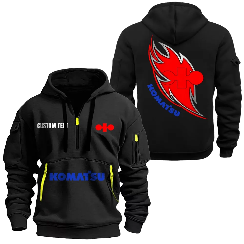komatsu hoodie half zipper car1701112113 car all over print hoodie half zipper black ztcvt
