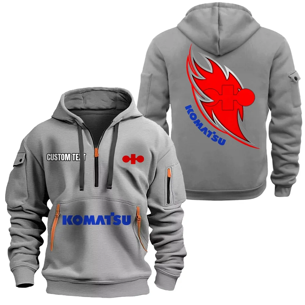 Komatsu Hoodie Half Zipper CAR1701112113, CAR All Over Print Hoodie Half Zipper - Gray
