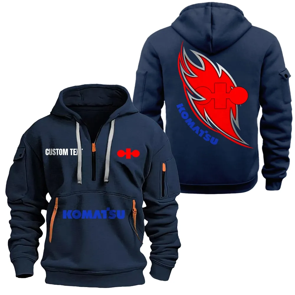 Komatsu Hoodie Half Zipper CAR1701112113, CAR All Over Print Hoodie Half Zipper - Navy