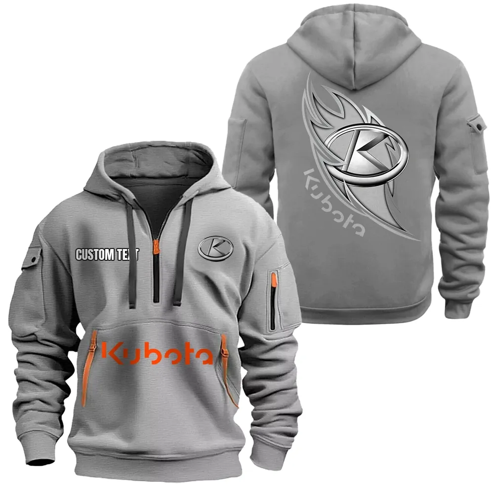 Kubota Hoodie Half Zipper CAR1701112115, CAR All Over Print Hoodie Half Zipper - Gray