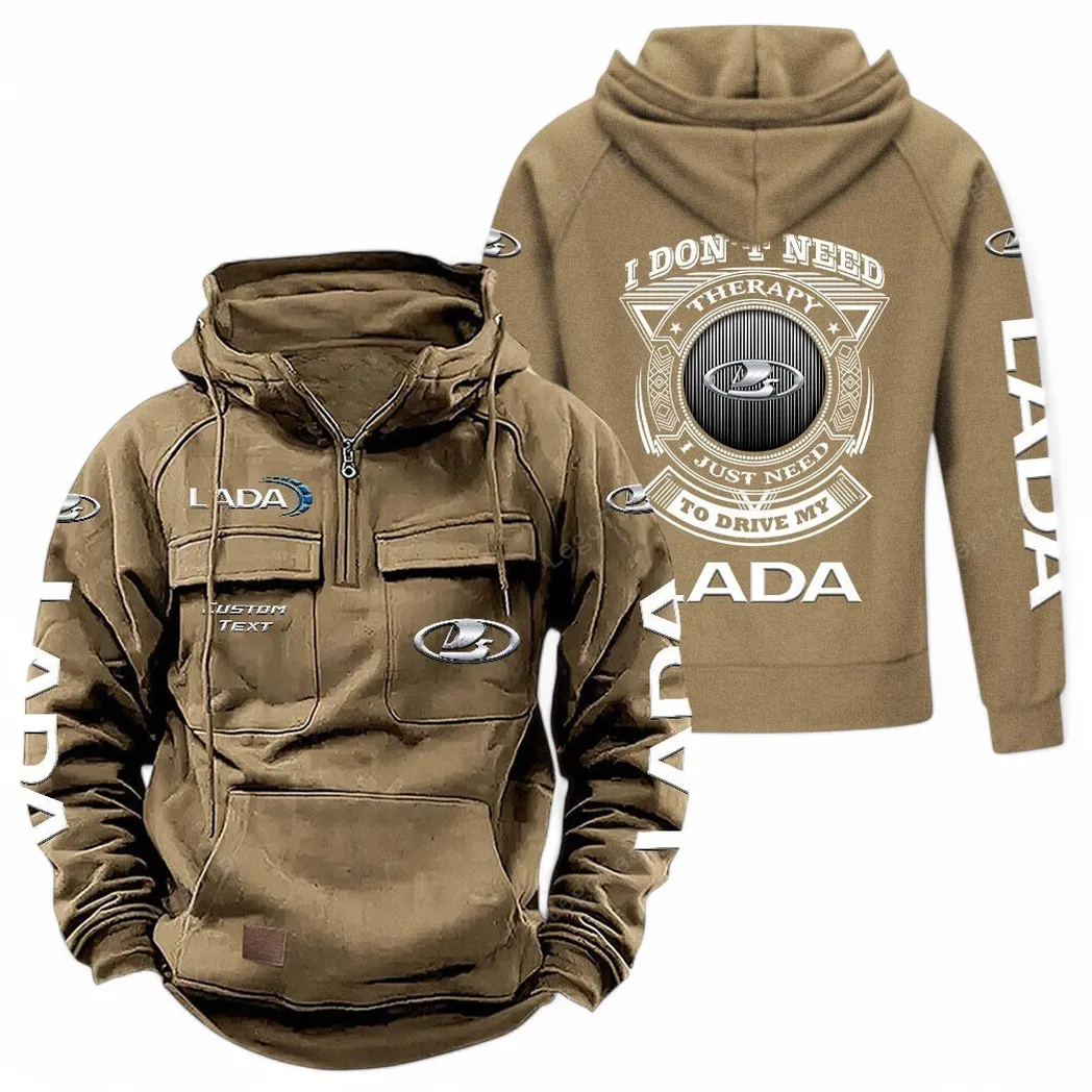 Lada Tactical Quarter Zip Hoodie CAR106021525078, Gifts For Men, Him, Husband, Boyfriend - Khaki