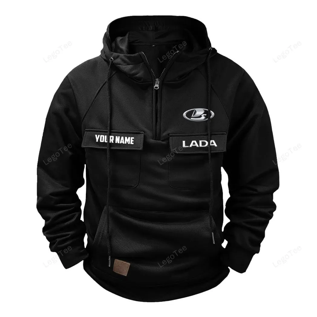 Lada Tactical Quarter Zip Hoodie, Gift For Lada Lovers, Gift For Him, Husband, Boyfriend - Black CAR109021425403-2