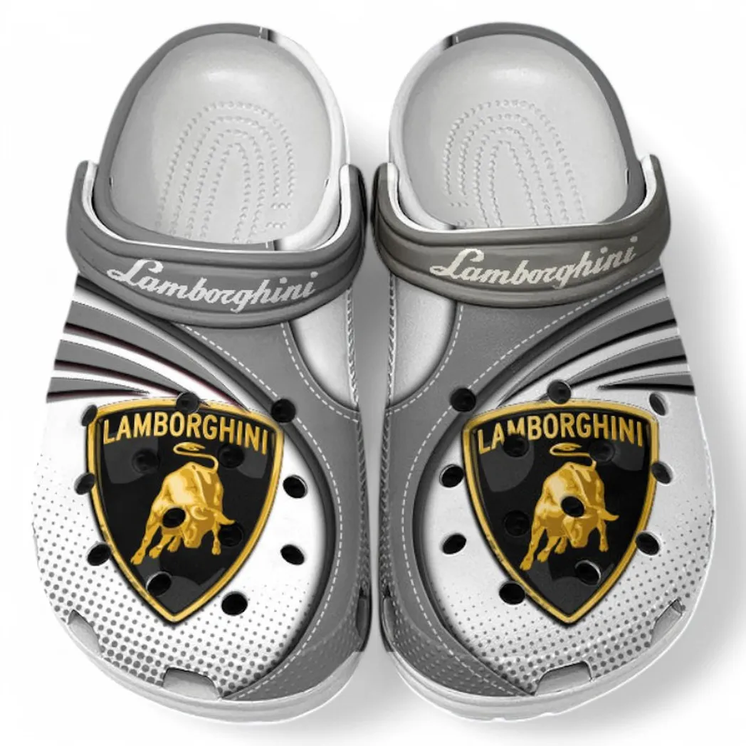 Lamborghini Crocs Sandals For Men Women, Gift For Lamborghini Fan CAR181031525698 - Gray