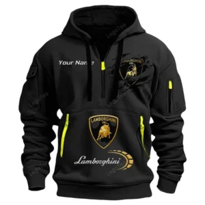 Lamborghini Half Zip Hoodie CAR113021425803, Best Gift for Him, Husband, Boyfriend - Black