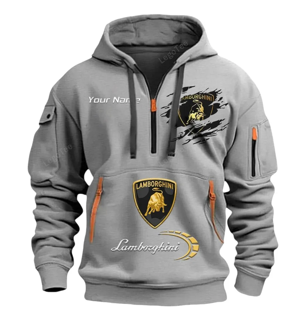 Lamborghini Half Zip Hoodie CAR113021425803, Best Gift for Him, Husband, Boyfriend - Gray lamborghini half zip hoodie car113021425803 best gift for him husband boyfriend gray uo3ul
