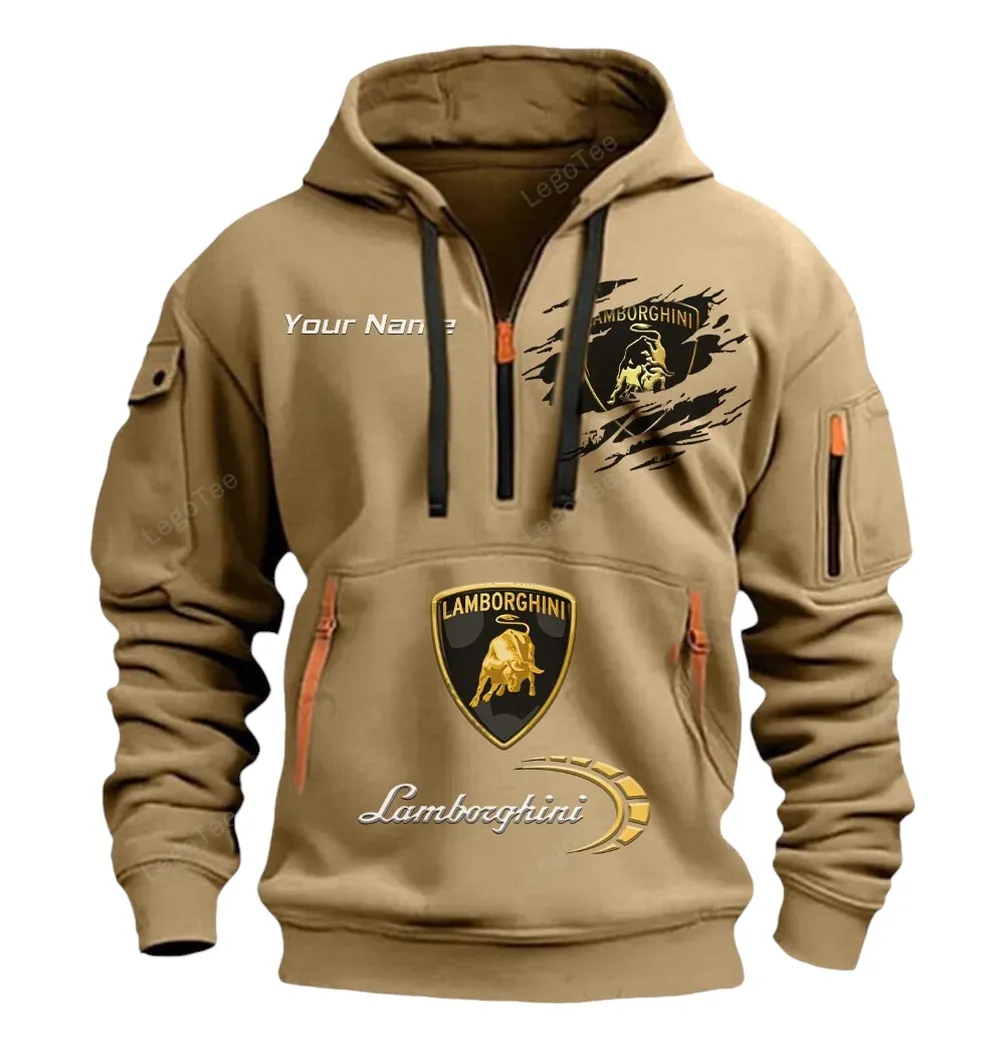 Lamborghini Half Zip Hoodie CAR113021425803, Best Gift for Him, Husband, Boyfriend - Khaki lamborghini half zip hoodie car113021425803 best gift for him husband boyfriend khaki 63aeu