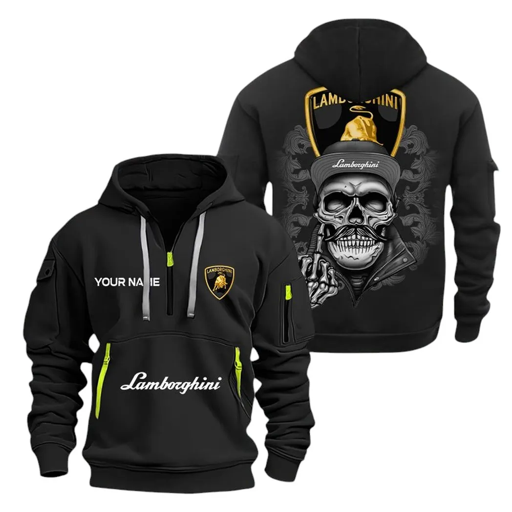 Lamborghini Half Zip Hoodie For Men, Gift For Lamborghini Fan CAR166022625158 - Black