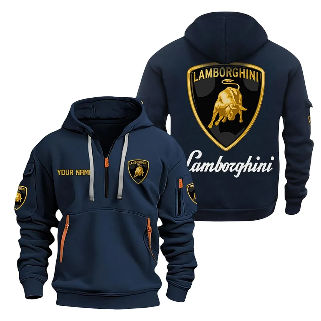 Lamborghini Half Zip Hoodie For Men, Gift For Lamborghini Lovers CAR20022125685 - Navy