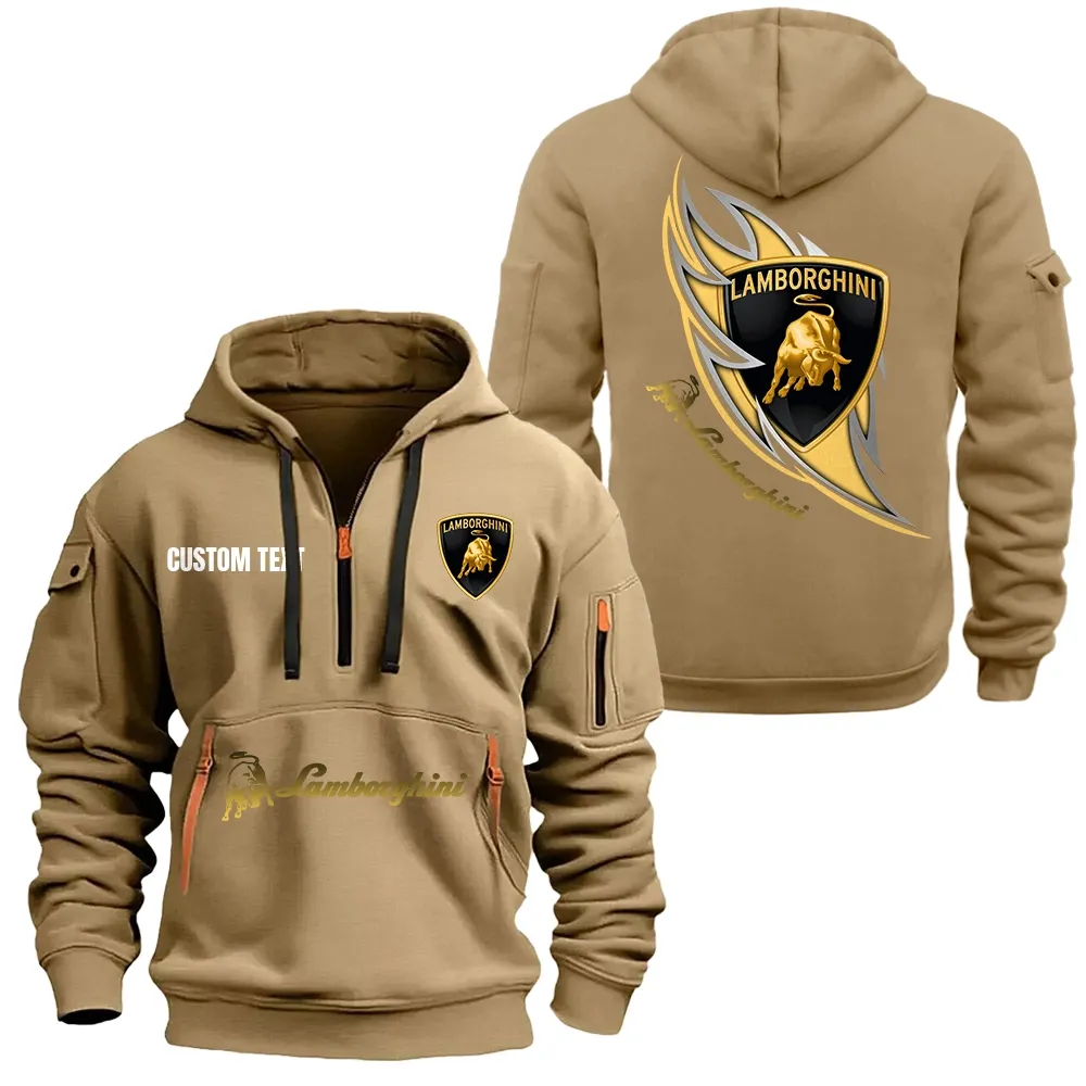 lamborghini hoodie half zipper car1701112117 car all over print hoodie half zipper khaki mq6ci