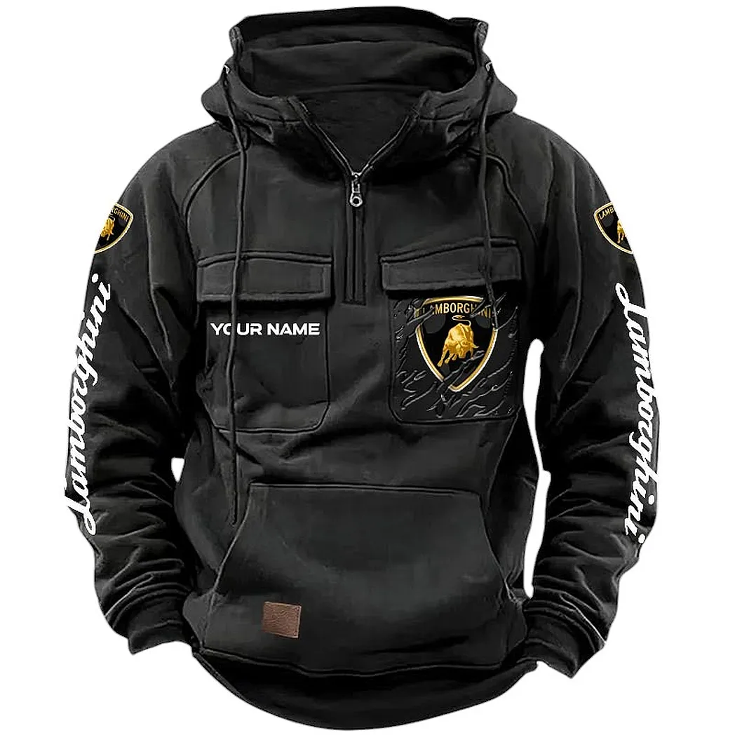 Lamborghini Hoodie Tactical Quarter Zip, Gift For Lamborghini Lovers CAR164022425186 - Black