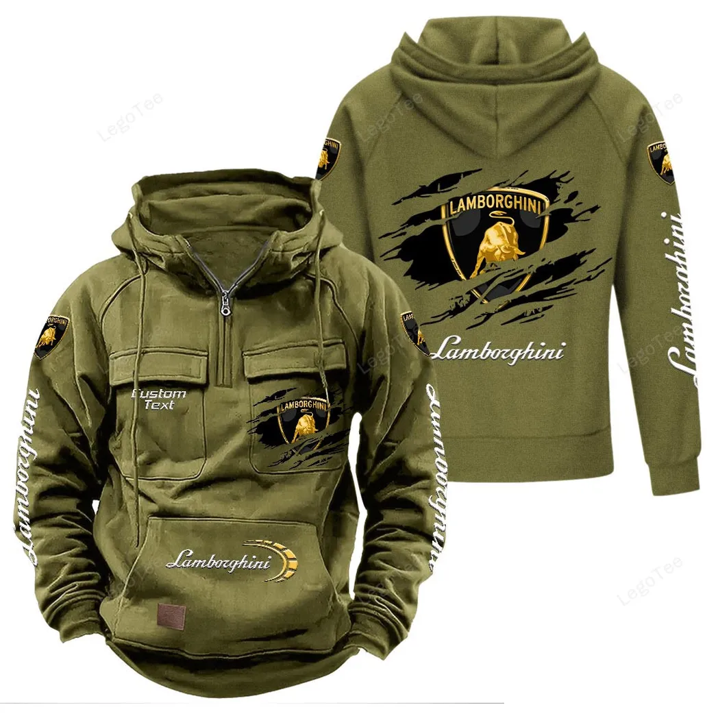 Lamborghini Tactical Quarter Zip Hoodie, Gift For Lamborghini Lovers, Gift For Him, Husband, Boyfriend - Army Green CAR122021425007-1