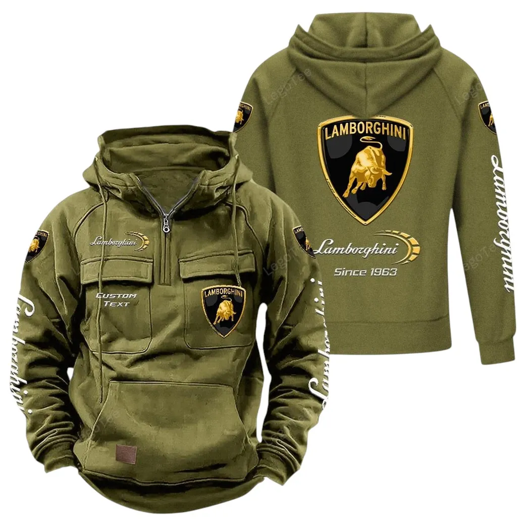 Lamborghini Tactical Quarter Zip Hoodie, Gift For Lamborghini Lovers, Gift For Him, Husband, Boyfriend - Army Green CAR96021425689-1