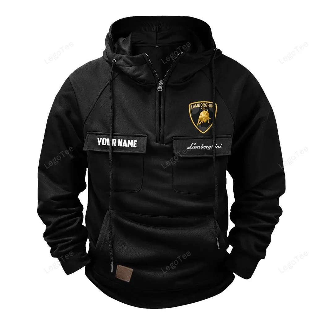 Lamborghini Tactical Quarter Zip Hoodie, Gift For Lamborghini Lovers, Gift For Him, Husband, Boyfriend - Black CAR109021425348-2