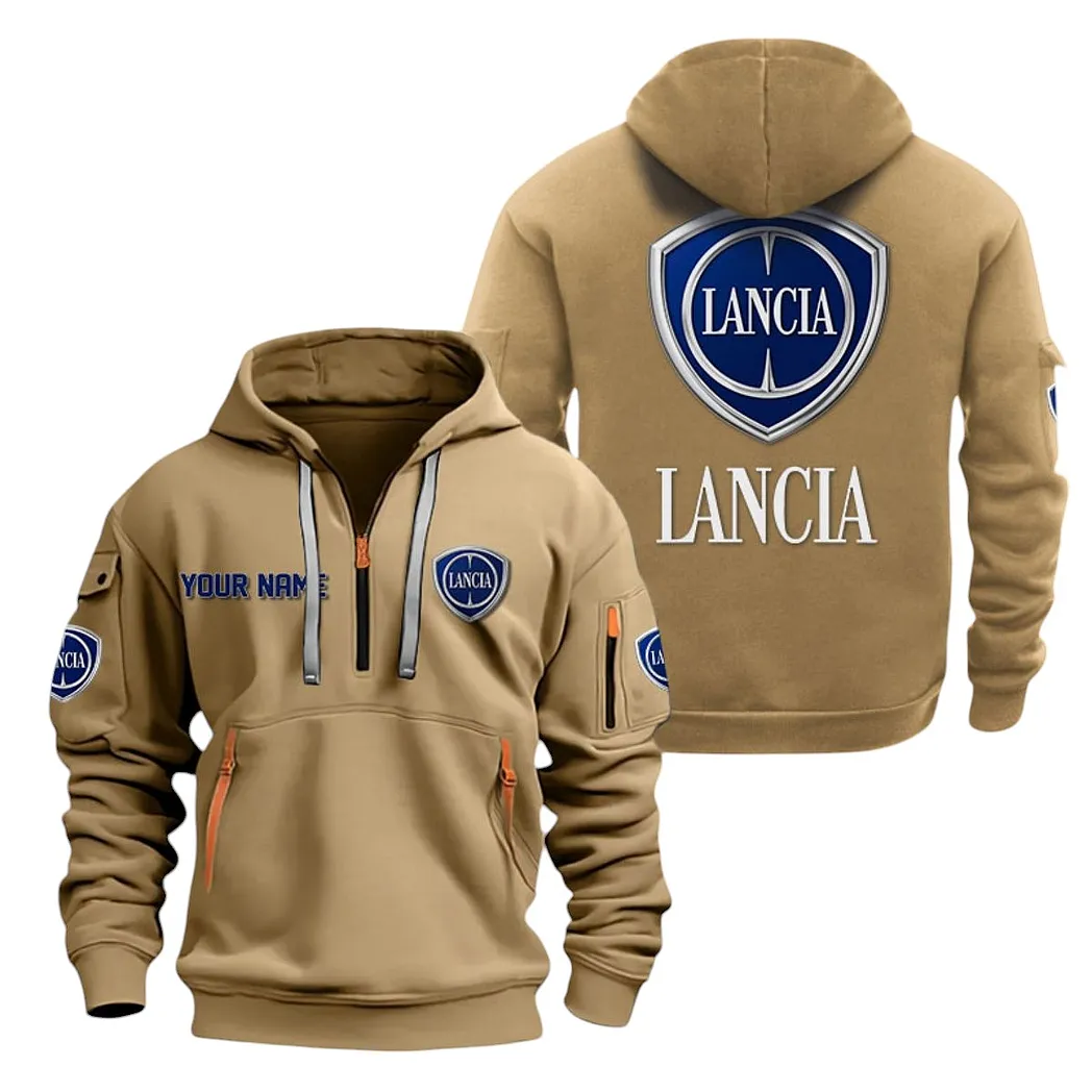 Lancia Half Zip Hoodie For Men, Gift For Lancia Lovers CAR20022125740 - Khaki