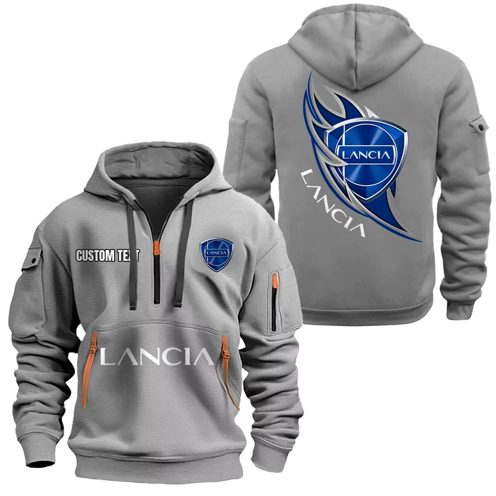 Lancia Hoodie Half Zipper CAR1701112119, CAR All Over Print Hoodie Half Zipper - Gray
