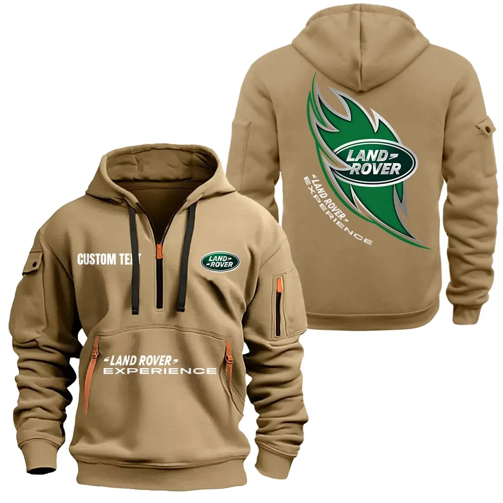 Land Rover Hoodie Half Zipper CAR1701112121, CAR All Over Print Hoodie Half Zipper - Khaki