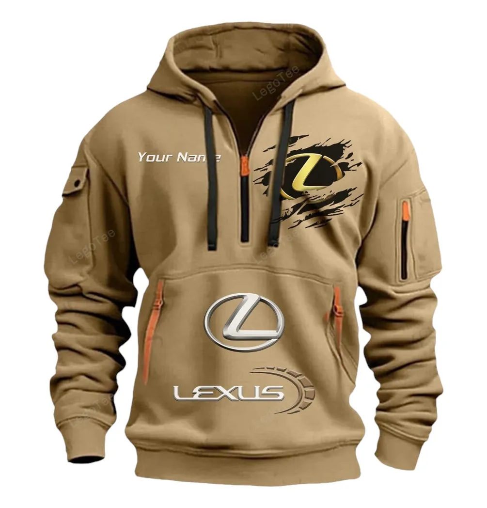 Lexus Half Zip Hoodie CAR113021425795, Best Gift for Him, Husband, Boyfriend - Khaki lexus half zip hoodie car113021425795 best gift for him husband boyfriend khaki
