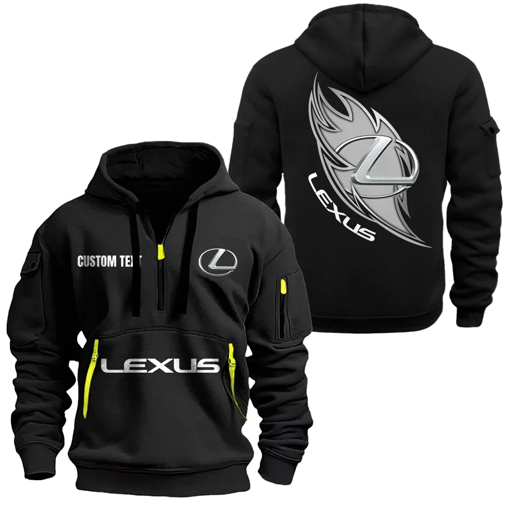 Lexus Hoodie Half Zipper CAR1701112122, CAR All Over Print Hoodie Half Zipper - Black