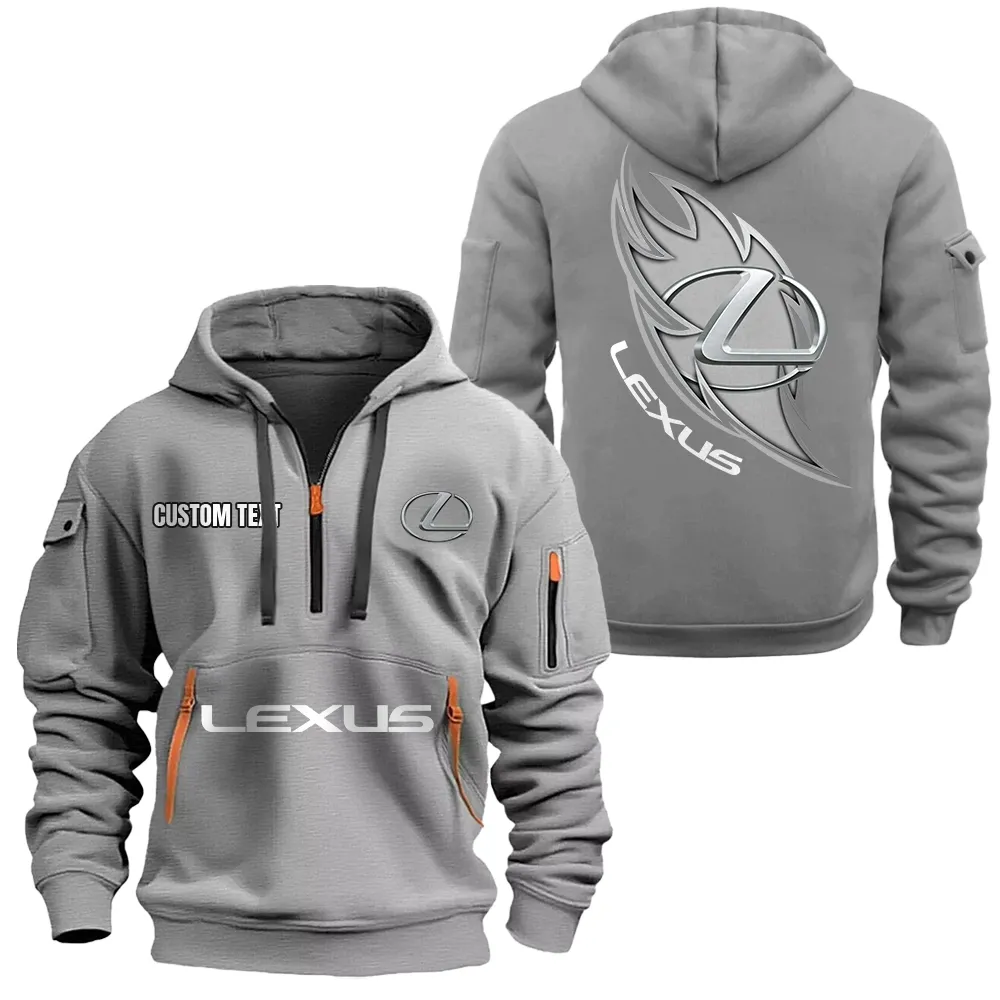 Lexus Hoodie Half Zipper CAR1701112122, CAR All Over Print Hoodie Half Zipper - Gray