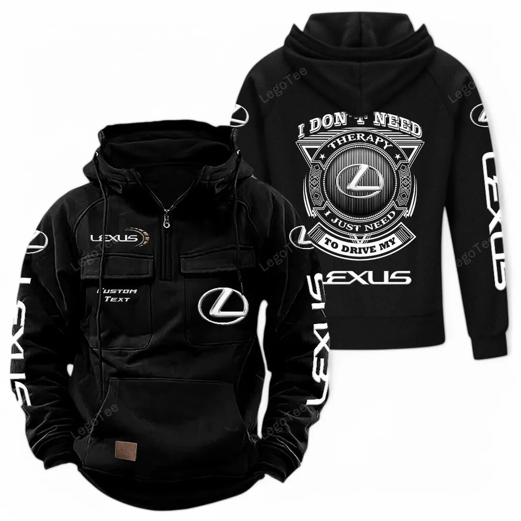 Lexus Tactical Quarter Zip Hoodie CAR106021525069, Gifts For Men, Him, Husband, Boyfriend - Black
