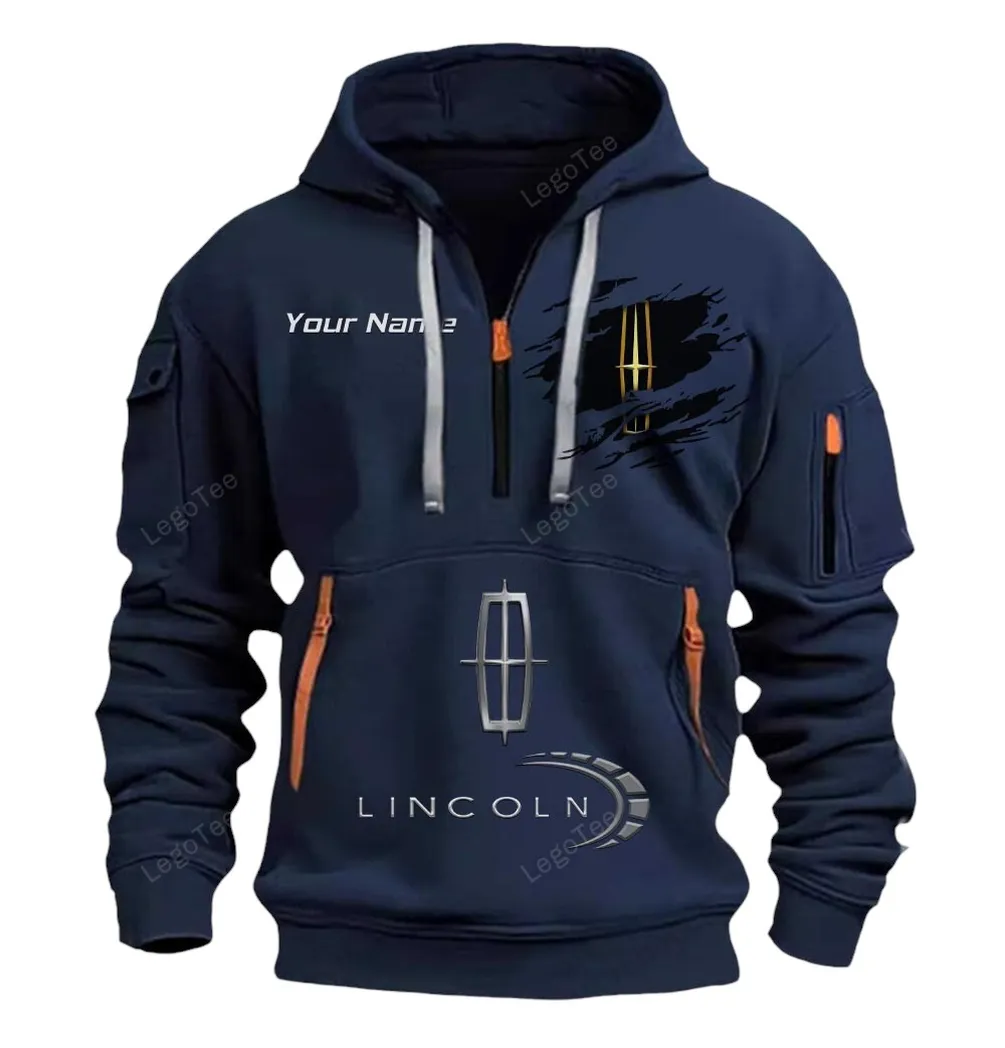 Lincoln Half Zip Hoodie CAR113021425837, Best Gift for Him, Husband, Boyfriend - Navy lincoln half zip hoodie car113021425837 best gift for him husband boyfriend navy evh2v