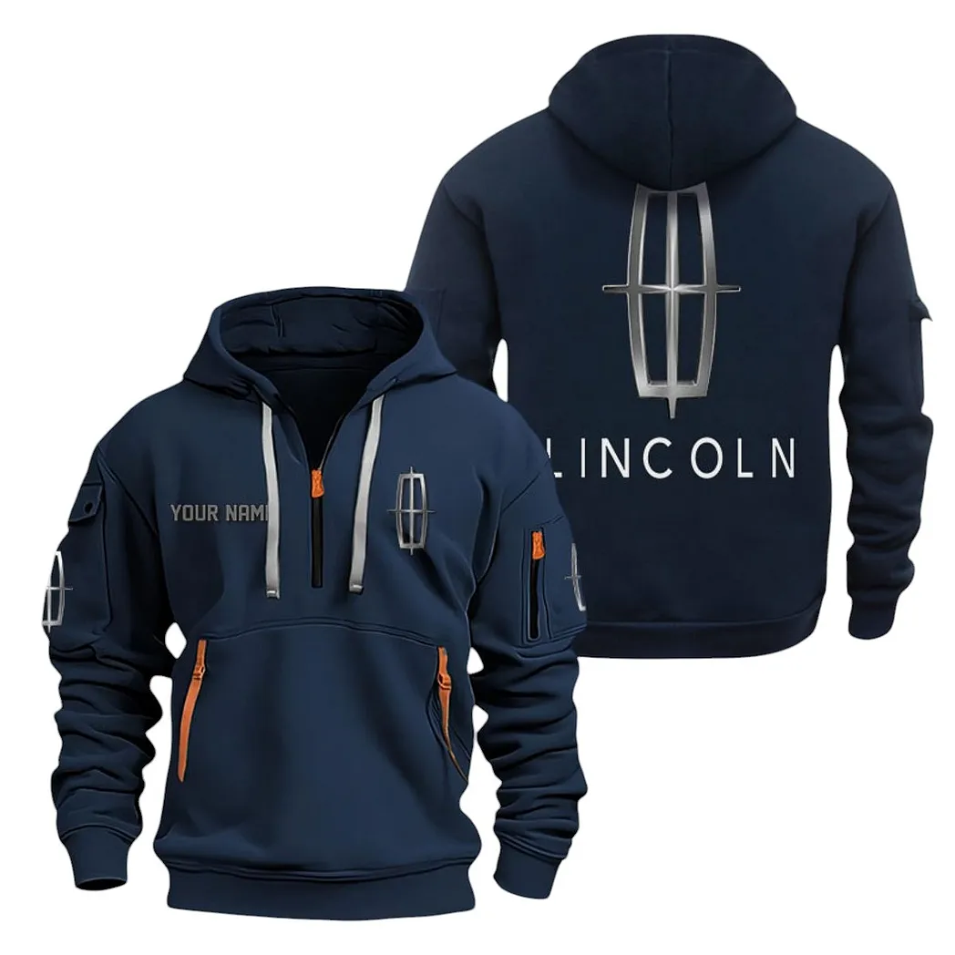 Lincoln Half Zip Hoodie For Men, Gift For Lincoln Lovers CAR20022125746 - Navy