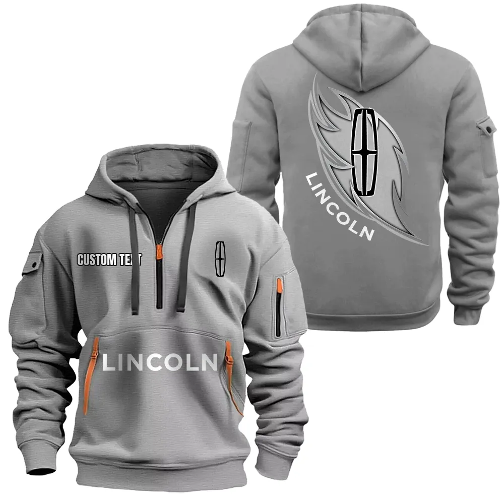 Lincoln Hoodie Half Zipper CAR1701112123, CAR All Over Print Hoodie Half Zipper - Gray