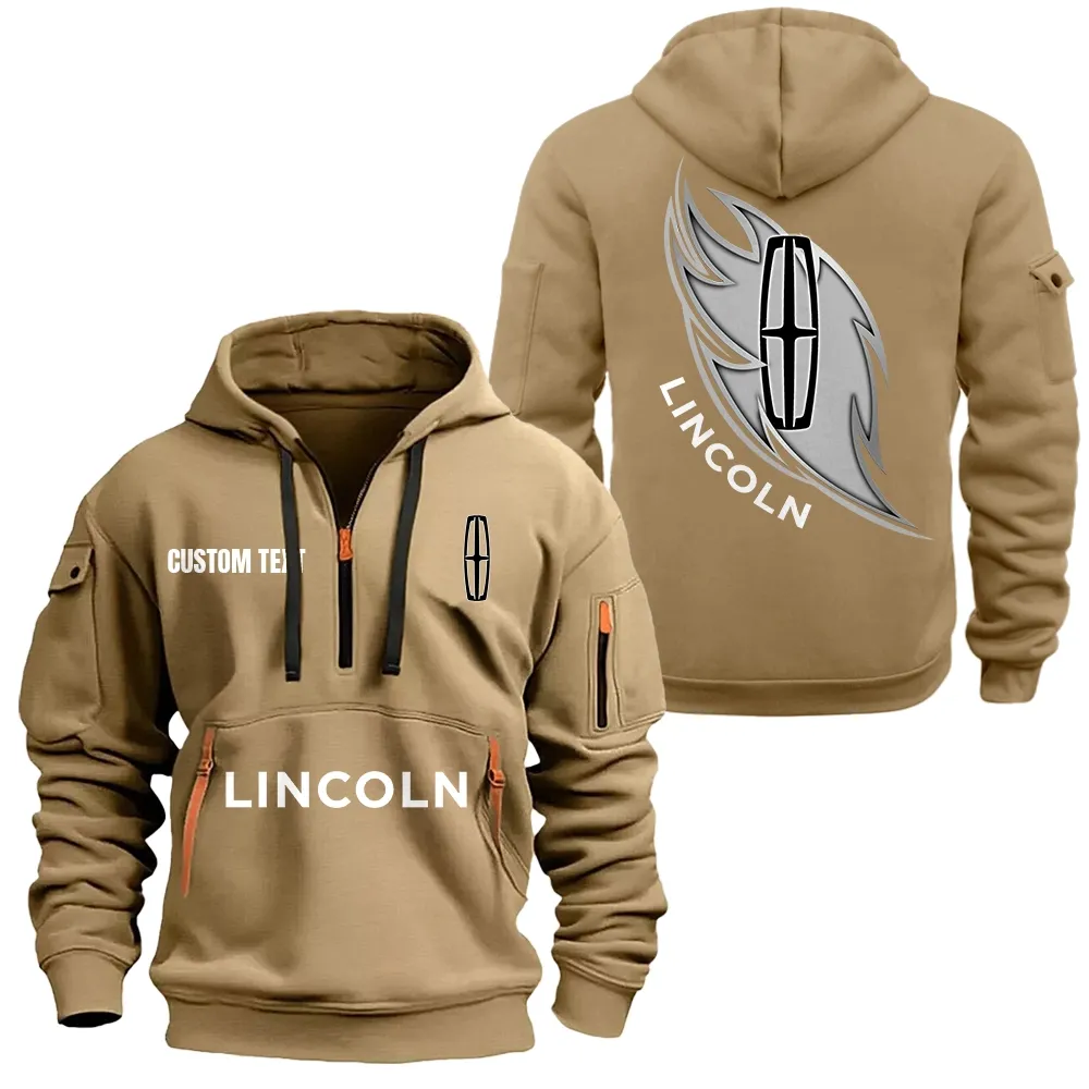lincoln hoodie half zipper car1701112123 car all over print hoodie half zipper khaki c0j4w