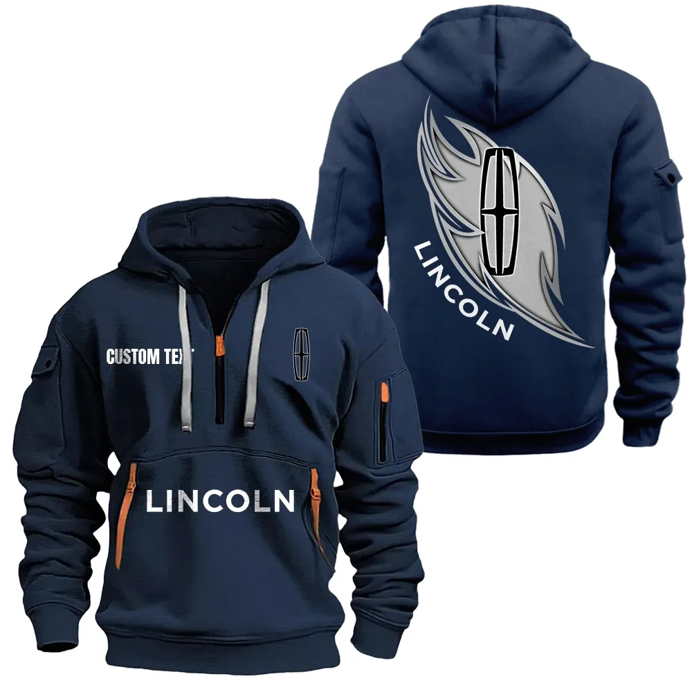 Lincoln Hoodie Half Zipper CAR1701112123, CAR All Over Print Hoodie Half Zipper - Navy