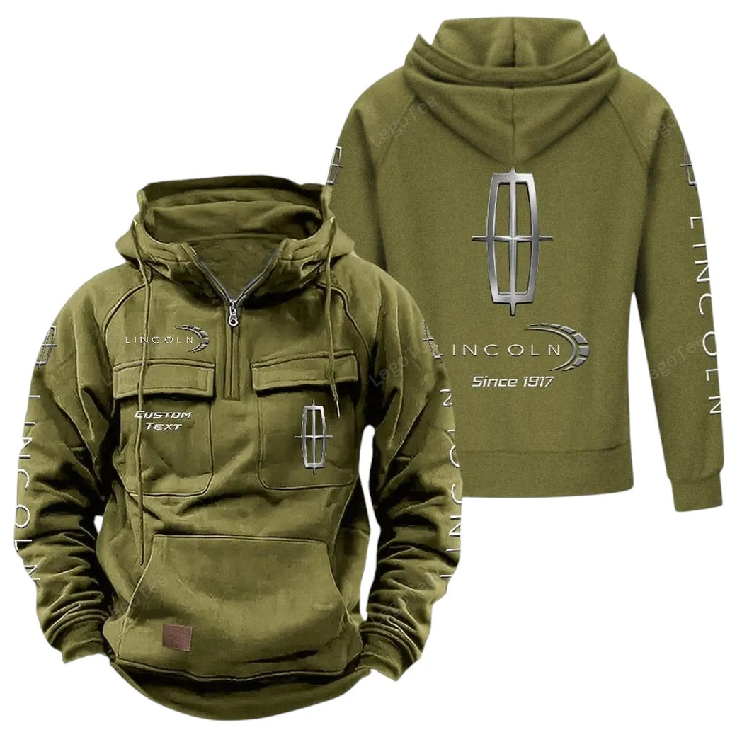 Lincoln Tactical Quarter Zip Hoodie, Gift For Lincoln Lovers, Gift For Him, Husband, Boyfriend - Army Green CAR96021425725-1