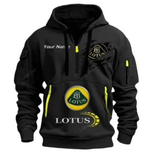 Lotus Cars Half Zip Hoodie CAR113021425835, Best Gift for Him, Husband, Boyfriend - Black