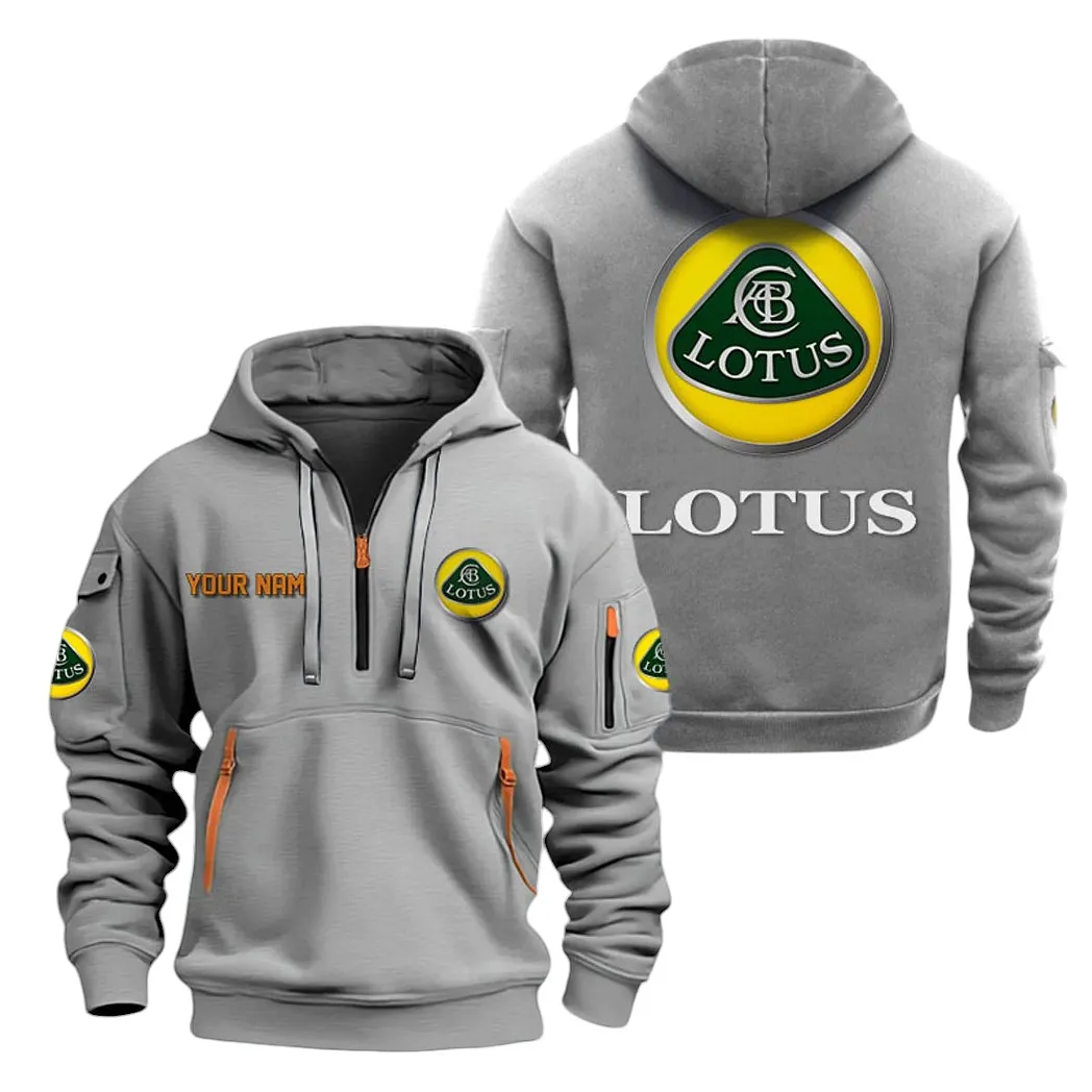 Lotus Cars Half Zip Hoodie For Men, Gift For Lotus Cars Lovers CAR20022125760 - Gray