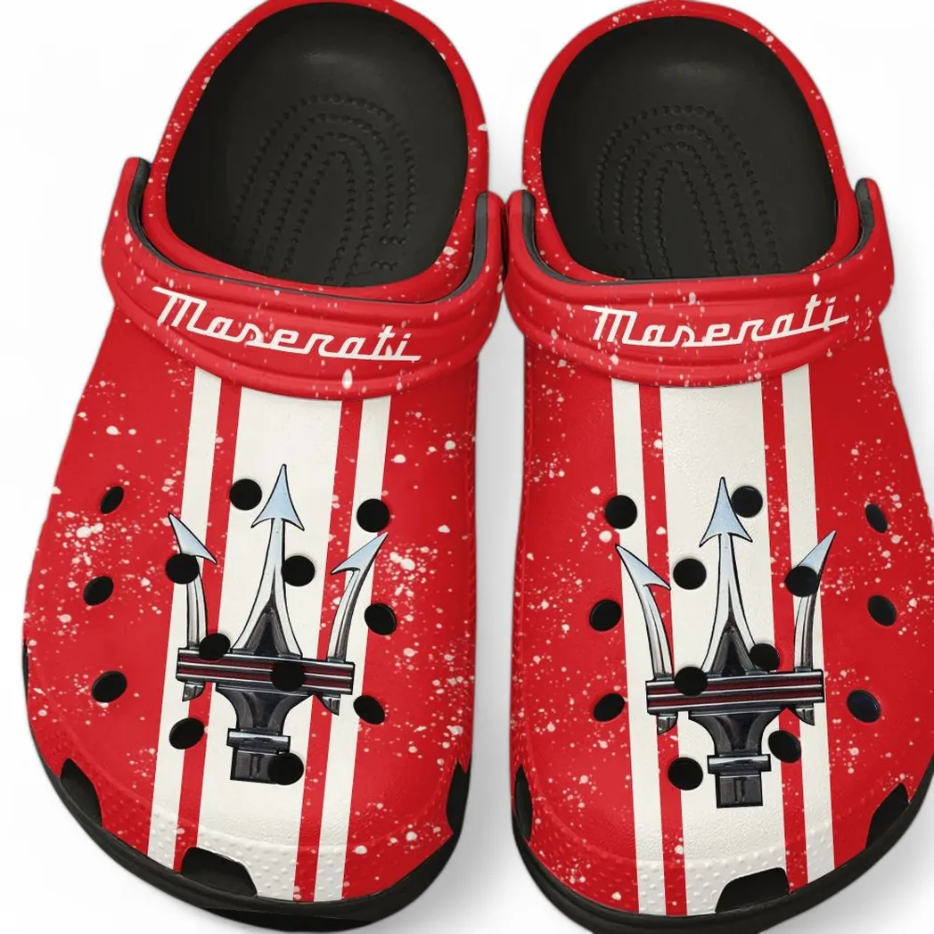 Maserati Crocs, Gift For Maserati Lovers, Gift For Him, Husband, Boyfriend CAR62022025027 - Black