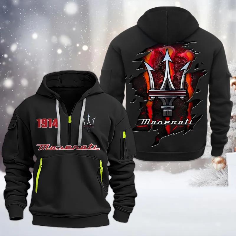 maserati half zip hoodie all over print half zip hoodies for men car198032791 black vdnqt