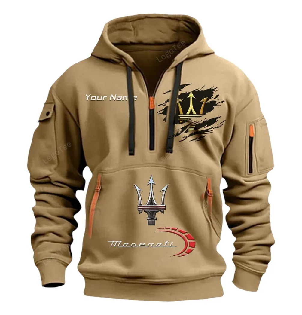 maserati half zip hoodie car113021425819 best gift for him husband boyfriend khaki dbrvs