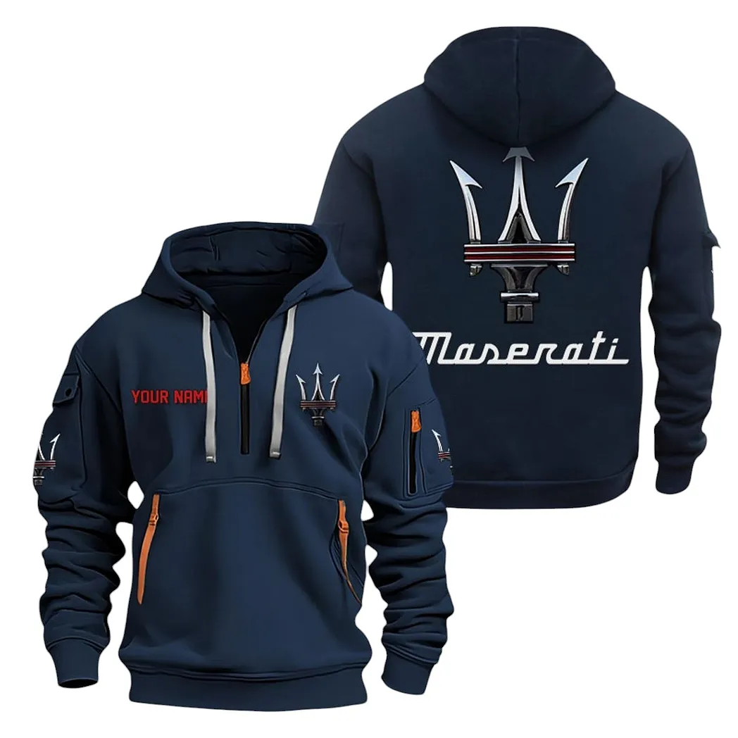 Maserati Half Zip Hoodie For Men, Gift For Maserati Lovers CAR20022125747 - Navy