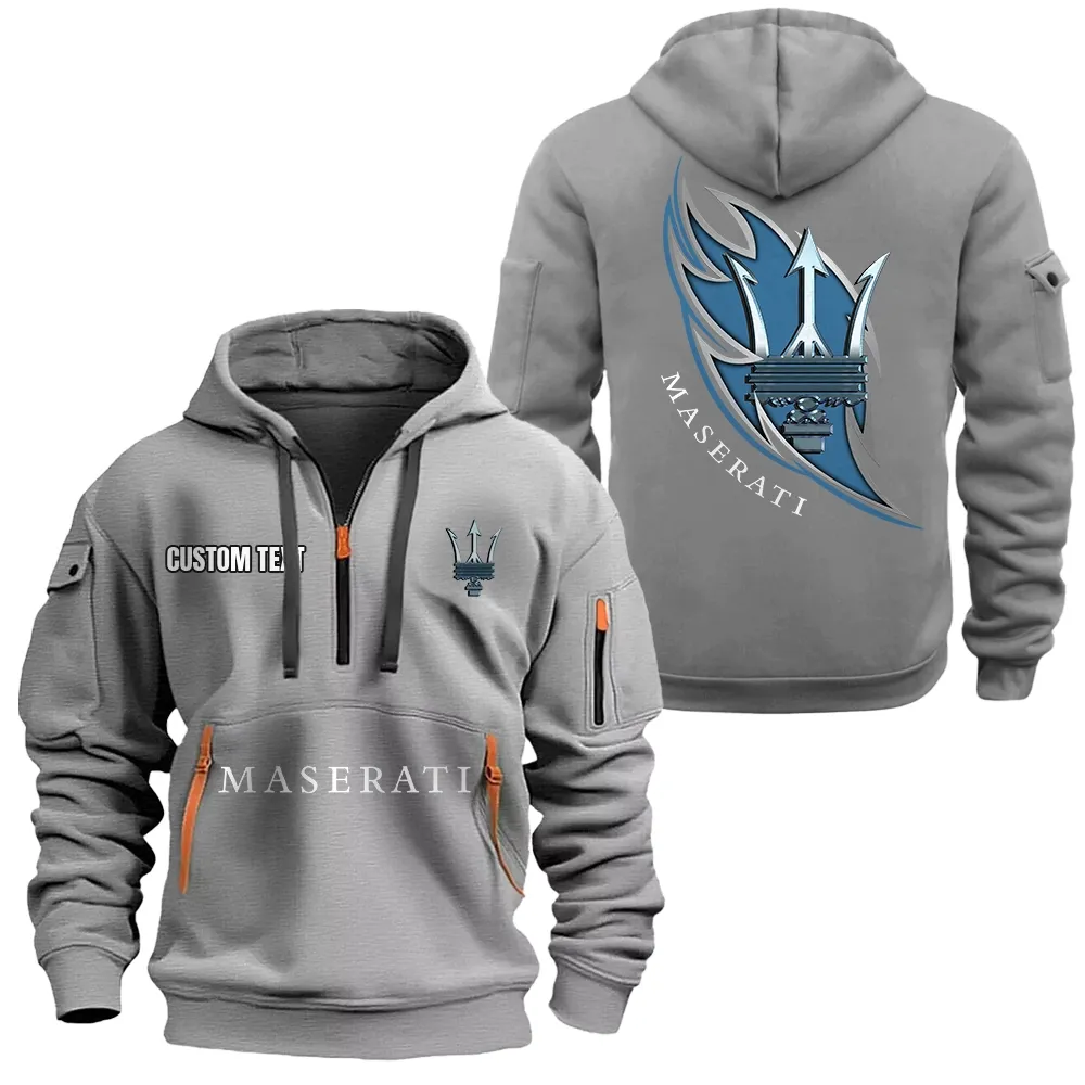 Maserati Hoodie Half Zipper CAR1701112126, CAR All Over Print Hoodie Half Zipper - Gray