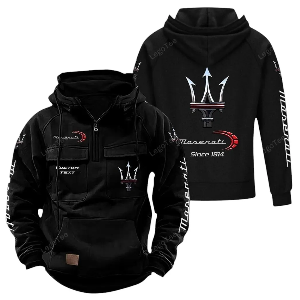 Maserati Tactical Quarter Zip Hoodie, Gift For Maserati Lovers, Gift For Him, Husband, Boyfriend - Black CAR96021425716-2