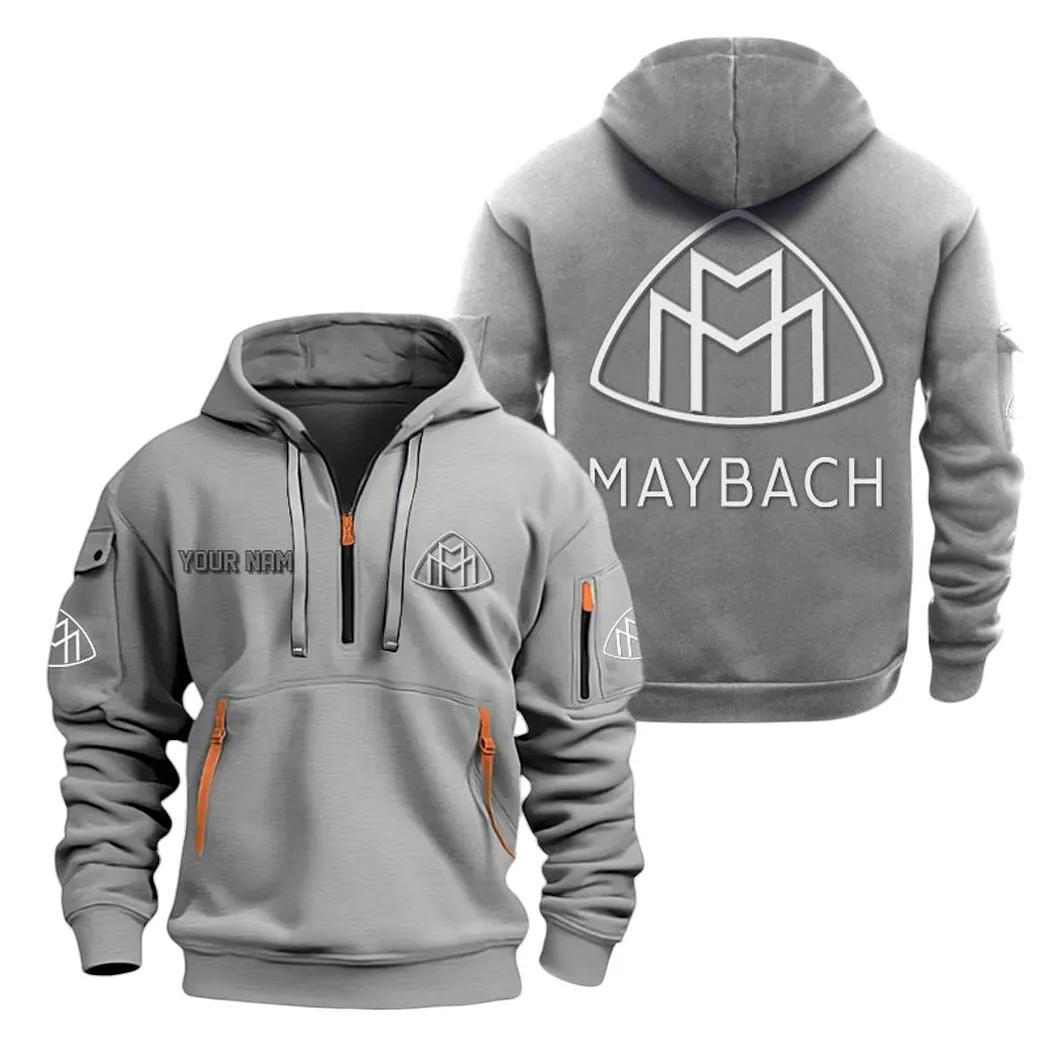 Maybach Half Zip Hoodie For Men, Gift For Maybach Lovers CAR20022125681 - Gray